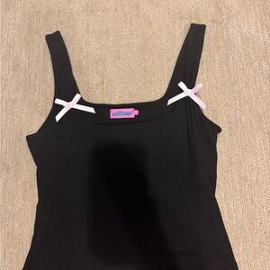 Edikted Black Tank Top with Pink Bow Details